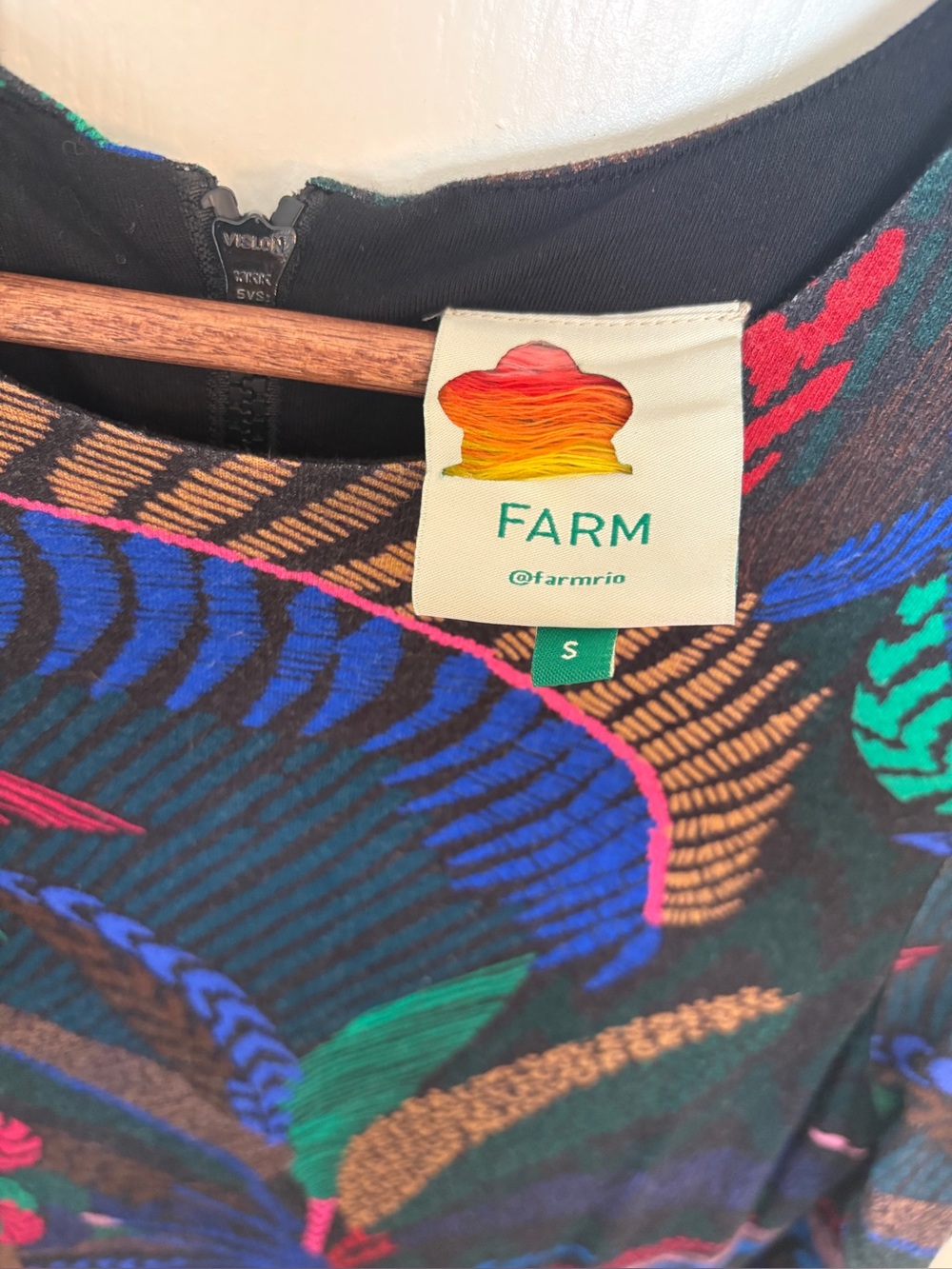 FARM Rio Amazonia Night Long Sleeve Midi Bodycon Dress S tropical botanical - Picture 6 of 12